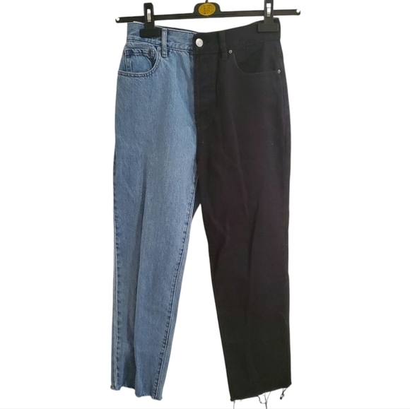 PacSun Denim - PacSun Women Eco Black and Blue Two-Tone High Rise Straight Leg Jeans Size 26